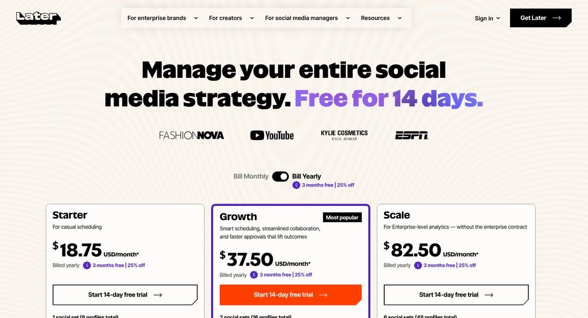Later pricing page, 22 October 2026